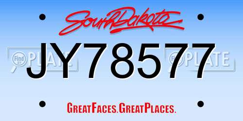 JY78577 South Dakota License Plate