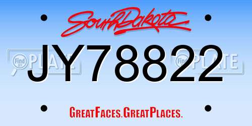 JY78822 South Dakota License Plate