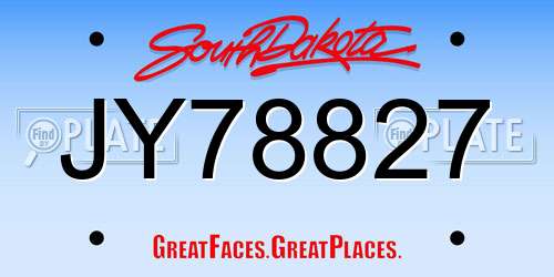 JY78827 South Dakota License Plate