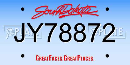 JY78872 South Dakota License Plate