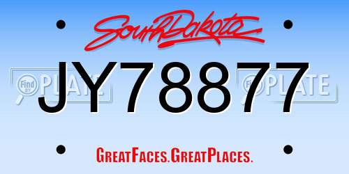 JY78877 South Dakota License Plate