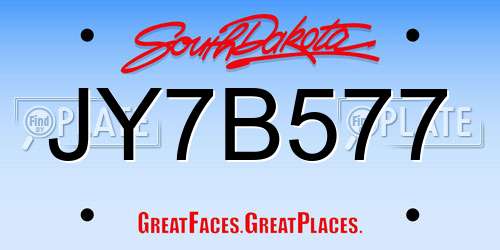 JY7B577 South Dakota License Plate