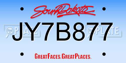 JY7B877 South Dakota License Plate