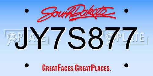 JY7S877 South Dakota License Plate