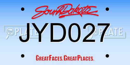 JYD027 South Dakota License Plate