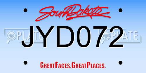 JYD072 South Dakota License Plate