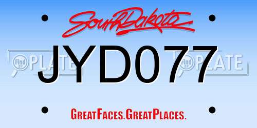 JYD077 South Dakota License Plate