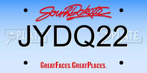 JYDQ22 South Dakota License Plate