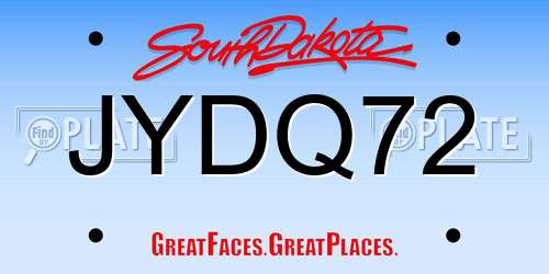 JYDQ72 South Dakota License Plate