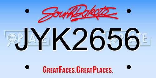 JYK2656 South Dakota License Plate