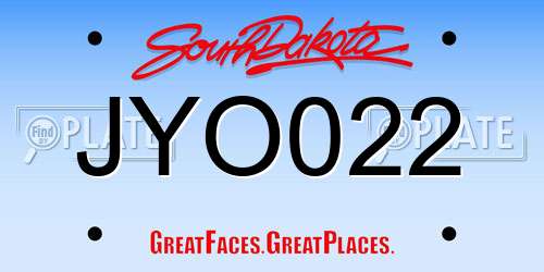 JYO022 South Dakota License Plate