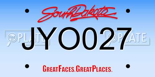 JYO027 South Dakota License Plate