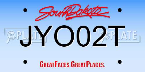 JYO02T South Dakota License Plate