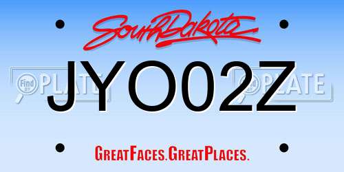 JYO02Z South Dakota License Plate