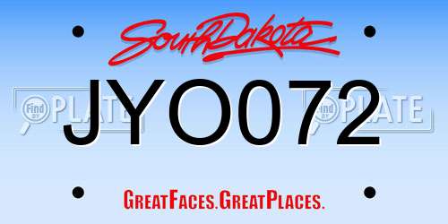 JYO072 South Dakota License Plate