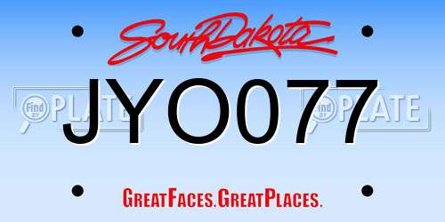 JYO077 South Dakota License Plate