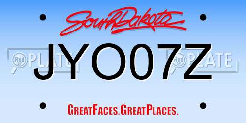 JYO07Z South Dakota License Plate