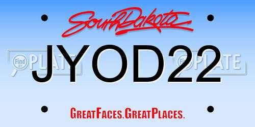 JYOD22 South Dakota License Plate