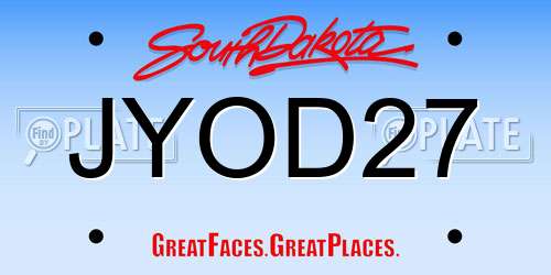 JYOD27 South Dakota License Plate