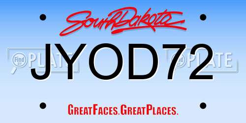 JYOD72 South Dakota License Plate