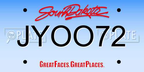 JYOO72 South Dakota License Plate