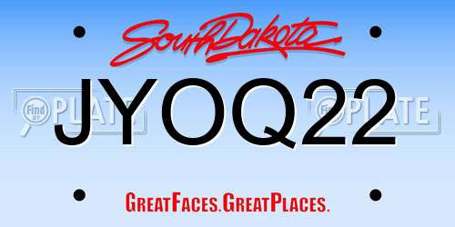 JYOQ22 South Dakota License Plate