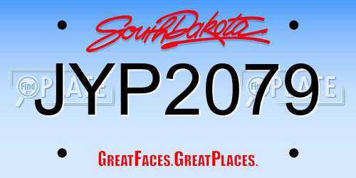 JYP2079 South Dakota License Plate