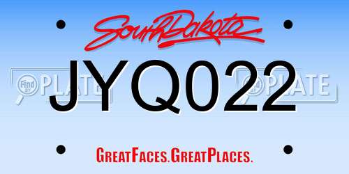 JYQ022 South Dakota License Plate
