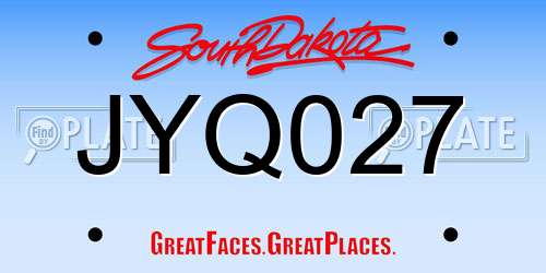 JYQ027 South Dakota License Plate