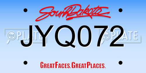 JYQ072 South Dakota License Plate