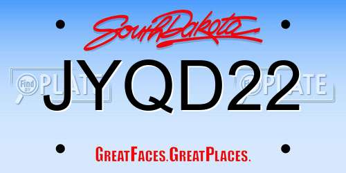 JYQD22 South Dakota License Plate