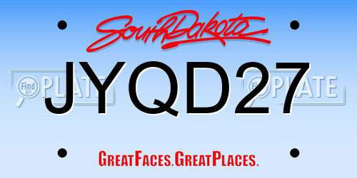 JYQD27 South Dakota License Plate