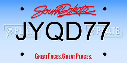 JYQD77 South Dakota License Plate