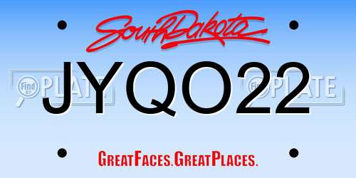 JYQO22 South Dakota License Plate