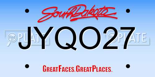 JYQO27 South Dakota License Plate