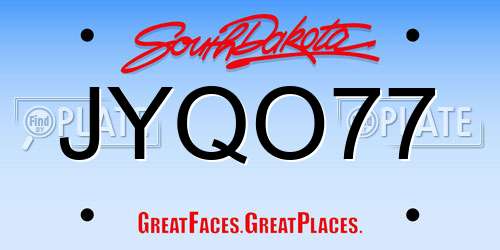 JYQO77 South Dakota License Plate