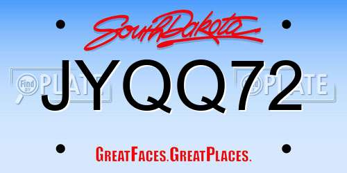 JYQQ72 South Dakota License Plate