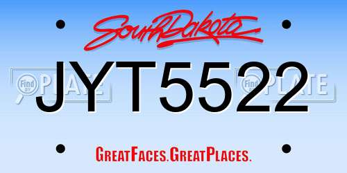 JYT5522 South Dakota License Plate