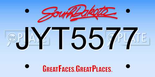 JYT5577 South Dakota License Plate