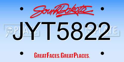JYT5822 South Dakota License Plate