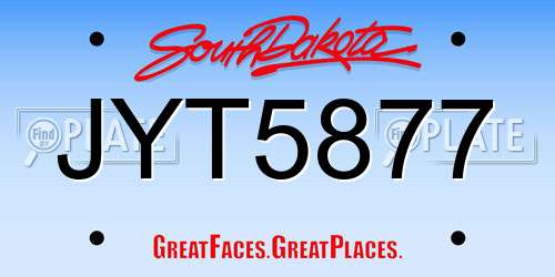 JYT5877 South Dakota License Plate