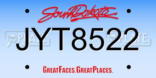 JYT8522 South Dakota License Plate