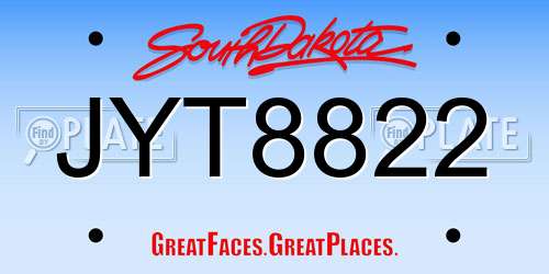 JYT8822 South Dakota License Plate