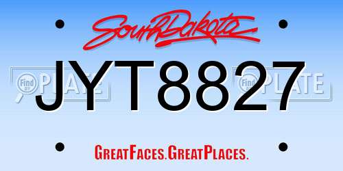 JYT8827 South Dakota License Plate