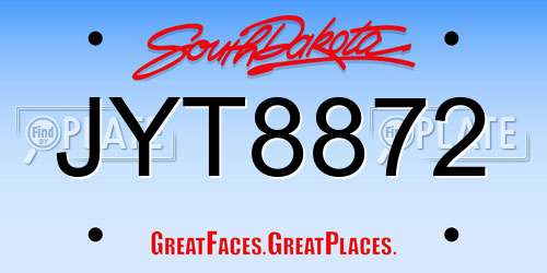 JYT8872 South Dakota License Plate