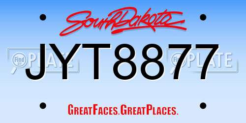 JYT8877 South Dakota License Plate