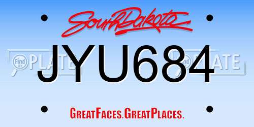 JYU684 South Dakota License Plate