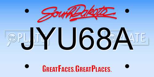 JYU68A South Dakota License Plate
