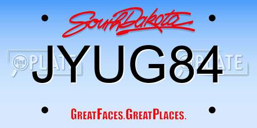 JYUG84 South Dakota License Plate