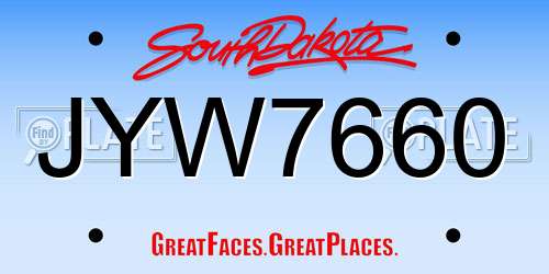 JYW7660 South Dakota License Plate